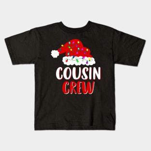 Cousin Crew Santa Hat Lights Family Matching Christmas Pajama Kids T-Shirt